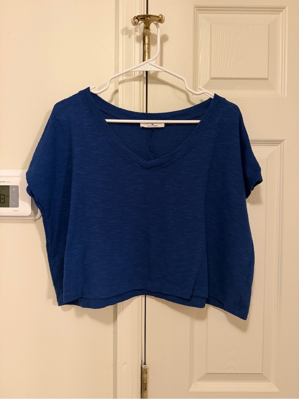 Blue Women’s V-Neck Cropped Top